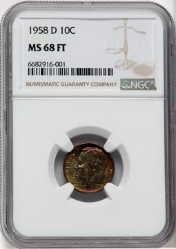 1958-D 10C FB Roosevelt Dime NGC MS68