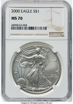 2000 S$1 Silver Eagle NGC MS70