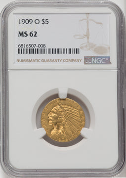 1909-O $5 Indian Half Eagle NGC MS62