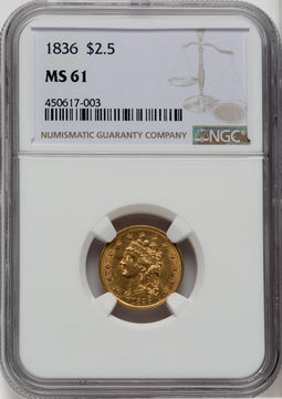 1836 $2.50 Script 8 Classic Quarter Eagle NGC MS61