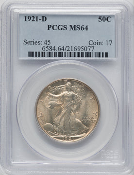 1921-D 50C Walking Liberty Half Dollar PCGS MS64