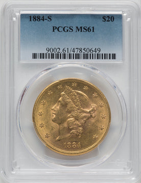 1884-S $20 Liberty Double Eagle PCGS MS61