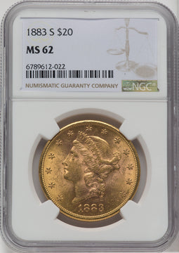 1883-S $20 Liberty Double Eagle NGC MS62