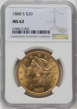 1888-S $20 Liberty Double Eagle NGC MS62