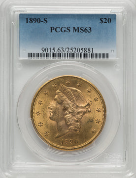 1890-S $20 Liberty Double Eagle PCGS MS63