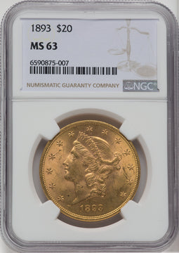 1893 $20 Liberty Double Eagle NGC MS63 (760269011)