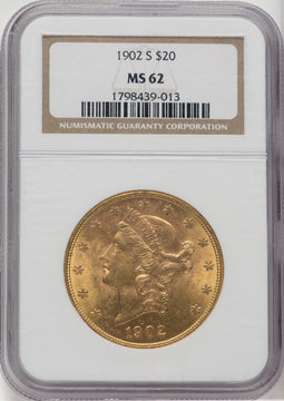 1902-S $20 Liberty Double Eagle NGC MS62