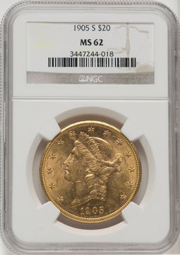 1905-S $20 Liberty Double Eagle NGC MS62