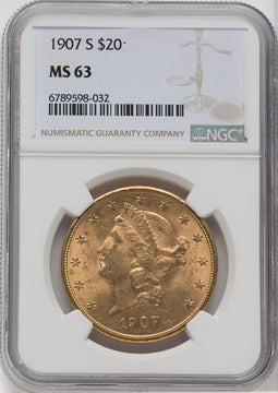1907-S $20 Liberty Double Eagle NGC MS63