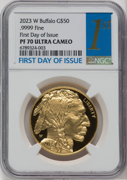2023-W G$50 Gold Buffalo First Day of Issue DCAM NGC PF70
