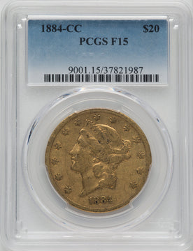 1884-CC $20 Liberty Double Eagle PCGS 15