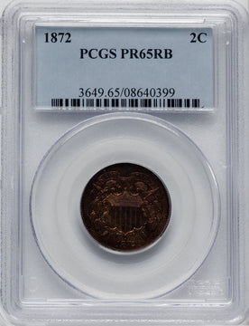 1872 2C RB Proof Two Cent Pieces PCGS PR65