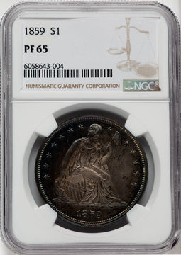 1859 S$1 Proof Seated Dollar NGC PR65