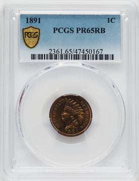 1891 1C RB Proof Indian Cent PCGS PR65