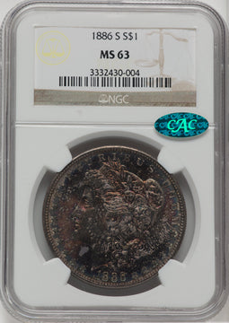 1886-S $1 CAC Morgan Dollar NGC MS63
