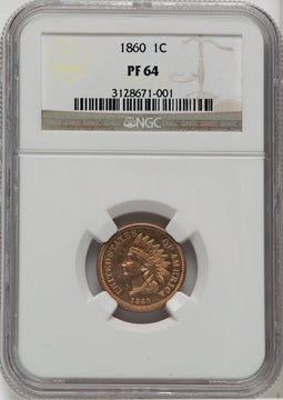1860 1C Proof Indian Cent NGC PR64