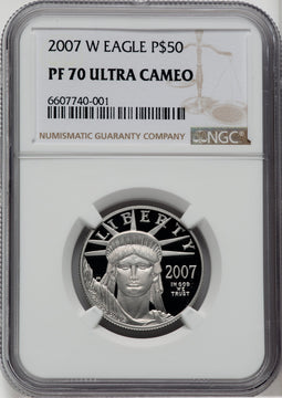 2007-W $50 Half-Ounce Platinum Eagle Statue of Liberty Brown Label NGC PF70