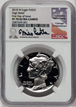 2018-W $25 Palladium First Day of Issue Mike Castle NGC PF70