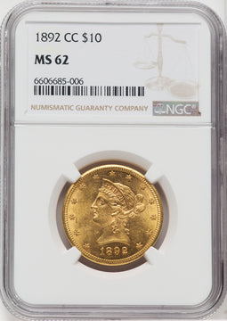 1892-CC $10 Liberty Eagle NGC MS62