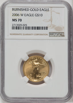 2006-W $10 Quarter-Ounce Gold Eagle Brown Label NGC MS70
