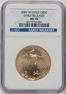 2007-W $50 One-Ounce Gold Eagle First Strike NGC MS70