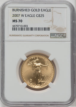 2007-W $25 Half-Ounce Gold Eagle Burnished NGC MS70