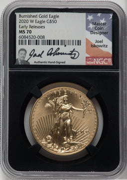 2020-W $50 One Ounce Gold Eagle Burnished First Strike NGC MS70