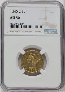 1846-C $5 Liberty Half Eagle NGC AU50