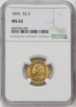 1836 $2.50 Script 8 Classic Quarter Eagle NGC MS62