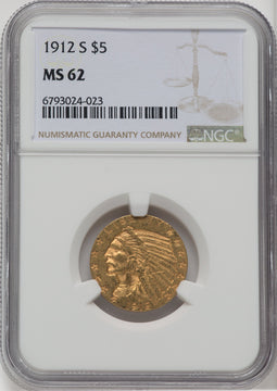 1912-S $5 Indian Half Eagle NGC MS62