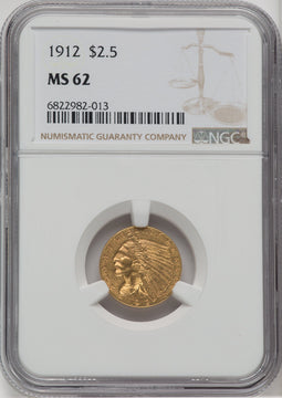 1912 $2.50 Indian Quarter Eagle NGC MS62