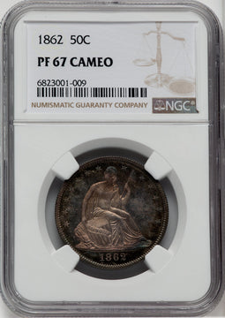 1862 50C CA Proof Seated Half Dollar NGC PR67