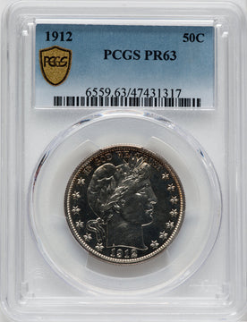 1912 50C Proof Barber Half Dollar PCGS PR63