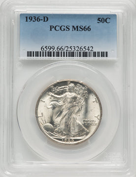 1936-D 50C Walking Liberty Half Dollar PCGS MS66