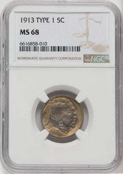 1913 Type One 5C Buffalo Nickel NGC MS68