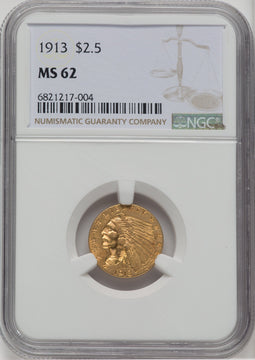 1913 $2.50 Indian Quarter Eagle NGC MS62 (763090061)