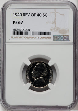 1939 5C Reverse of 1940 Proof Jefferson Nickel NGC PR67