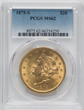 1875-S $20 Liberty Double Eagle PCGS MS62