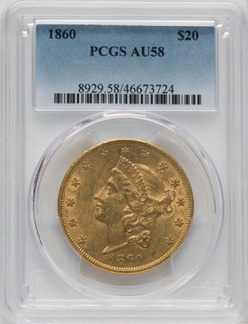 1860 $20 Liberty Double Eagle PCGS AU58