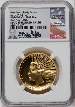 2019-W $100 High Relief First Day of Issue Chicago ANA Enhanced NGC MS70