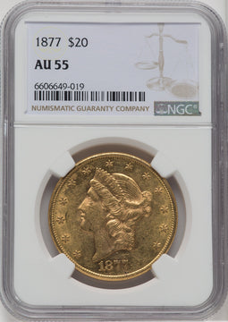 1877 $20 Liberty Double Eagle NGC AU55