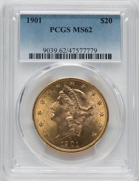 1901 $20 Liberty Double Eagle PCGS MS62