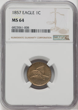 1857 1C Flying Eagle Cent NGC MS64