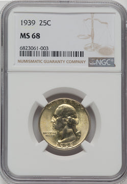 1939 25C Washington Quarter NGC MS68