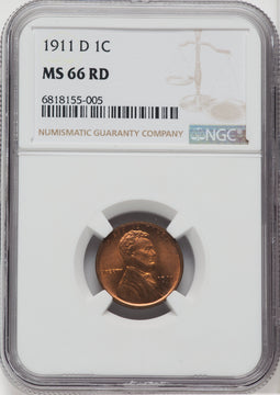 1911-D 1C RD Lincoln Cent NGC MS66