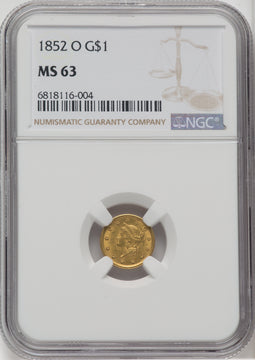 1852-O G$1 Gold Dollar NGC MS63