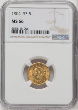 1904 $2.50 Liberty Quarter Eagle NGC MS66
