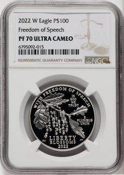 2022-W $100 One-Ounce Platinum Eagle Freedom of Speech NGC PF70
