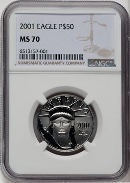 2001 $50 Half-Ounce Platinum Eagle NGC MS70