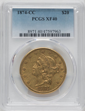 1874-CC $20 Liberty Double Eagle PCGS XF40
